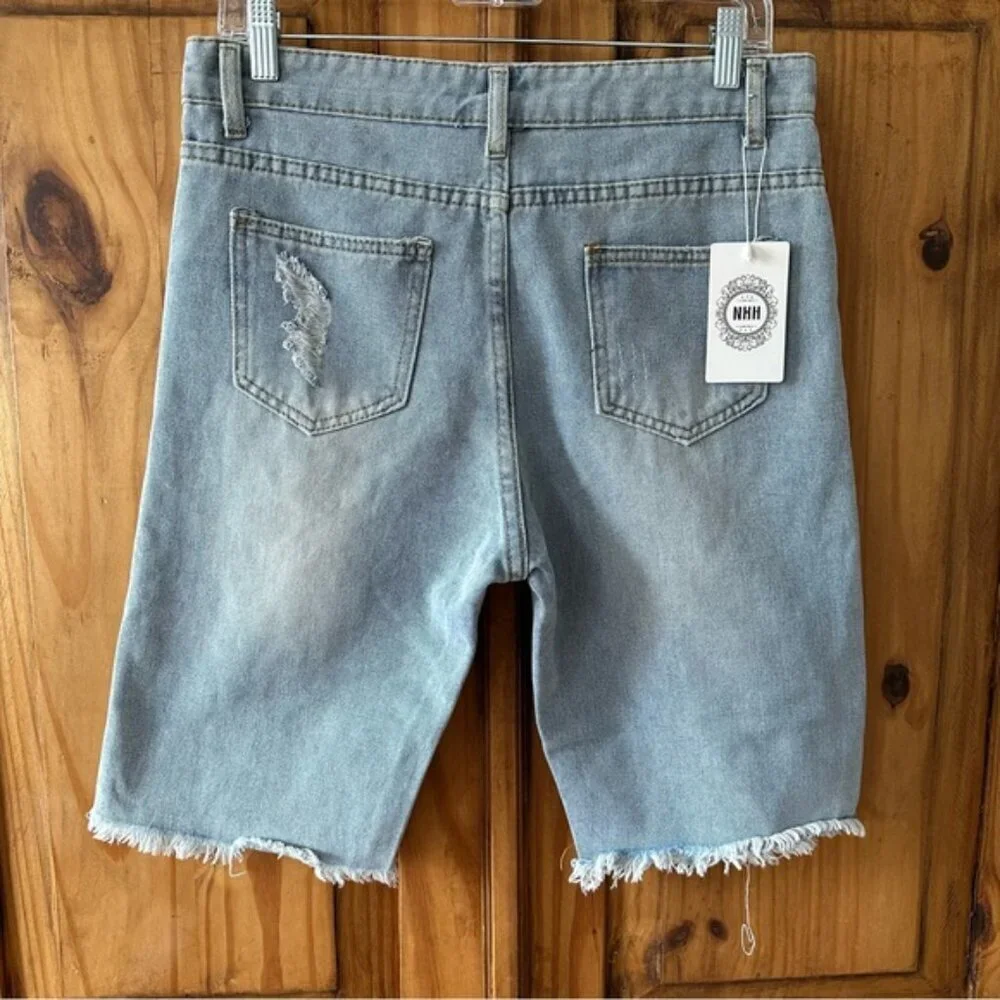 NWT NXH Distressed Denim Bermuda Shorts - Size XL